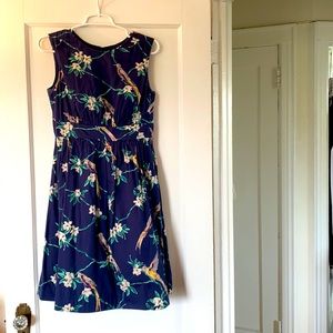 Emily and Fin Floral Bird A-Line Cotton Dress S